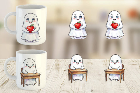 Mug Wrap Cute Classroom Teacher Ghost Sublimation artnoy 