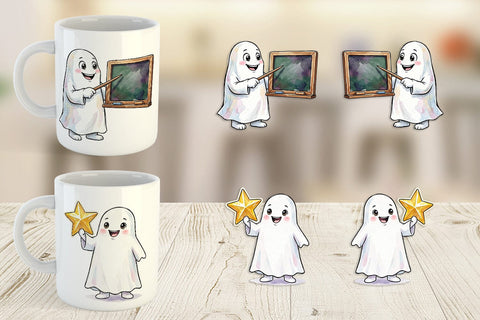 Mug Wrap Cute Classroom Teacher Ghost Sublimation artnoy 