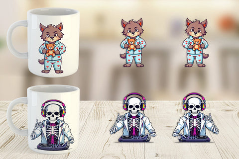 Mug Wrap Cute Creepy Characters Sublimation artnoy 
