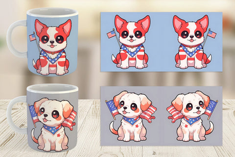 Mug Wrap Cute Dog Patriotic Sublimation artnoy 