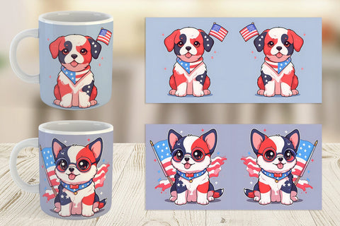 Mug Wrap Cute Dog Patriotic Sublimation artnoy 