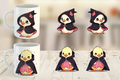 Mug Wrap Cute Duck Halloween Sublimation artnoy 