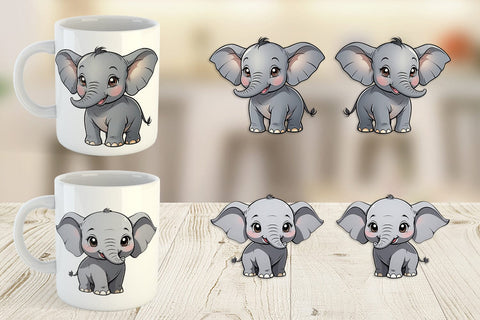 Mug Wrap Cute Elephant Sublimation artnoy 
