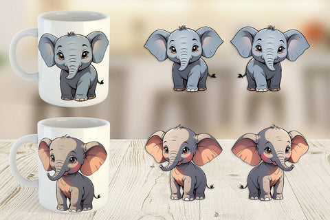 Mug Wrap Cute Elephant Sublimation artnoy 