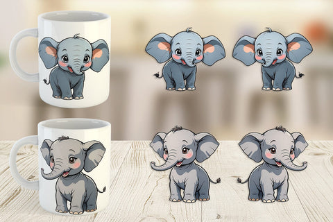 Mug Wrap Cute Elephant Sublimation artnoy 