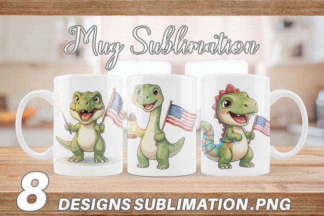 Mug Wrap Cute Firework Sparkler Dino Watercolor Sublimation artnoy 