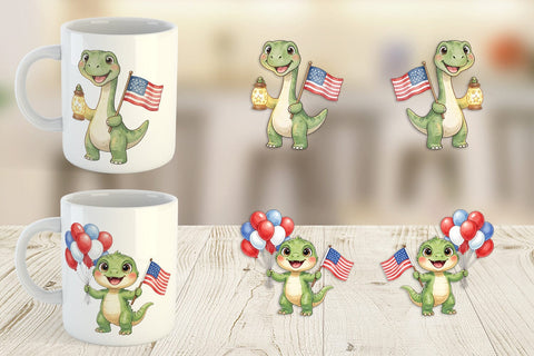 Mug Wrap Cute Firework Sparkler Dino Watercolor Sublimation artnoy 