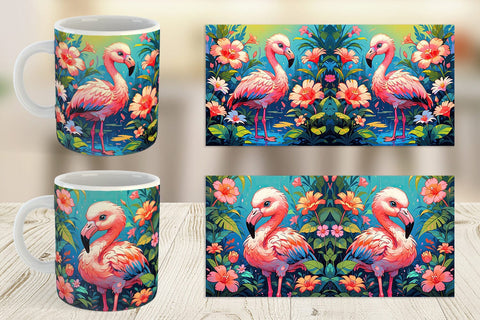 Mug Wrap Cute Flamingo Sublimation artnoy 