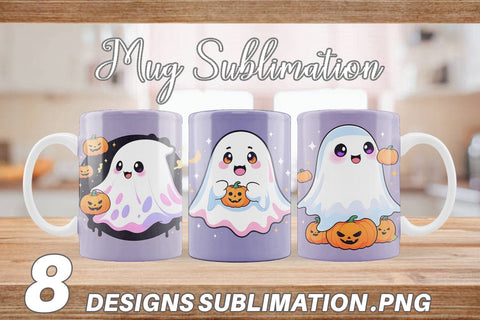 Mug Wrap Cute Ghost Illustration Sublimation artnoy 