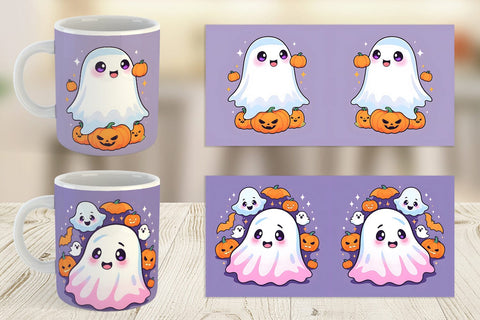 Mug Wrap Cute Ghost Illustration Sublimation artnoy 