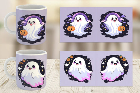 Mug Wrap Cute Ghost Illustration Sublimation artnoy 