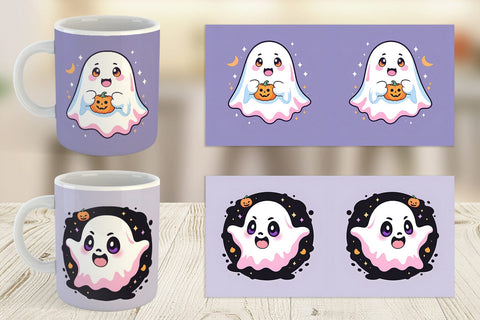 Mug Wrap Cute Ghost Illustration Sublimation artnoy 
