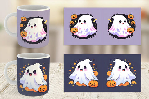 Mug Wrap Cute Ghost Illustration Sublimation artnoy 