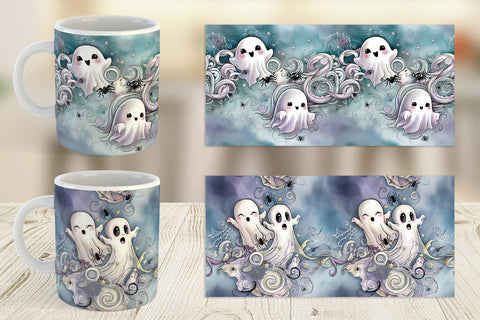 Mug Wrap Cute Ghost Pattern Sublimation artnoy 