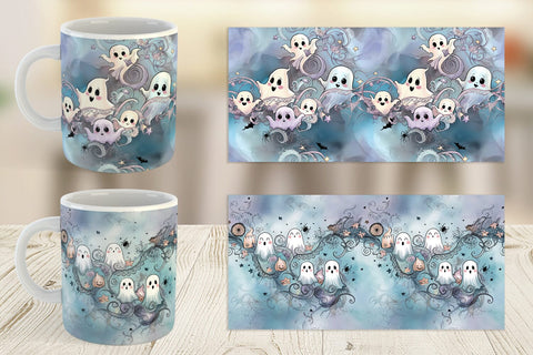 Mug Wrap Cute Ghost Pattern Sublimation artnoy 