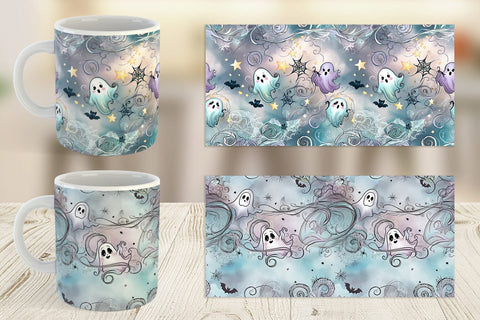 Mug Wrap Cute Ghost Pattern Sublimation artnoy 