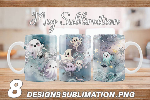 Mug Wrap Cute Ghost Pattern Sublimation artnoy 