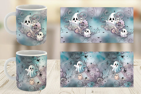 Mug Wrap Cute Ghost Pattern Sublimation artnoy 