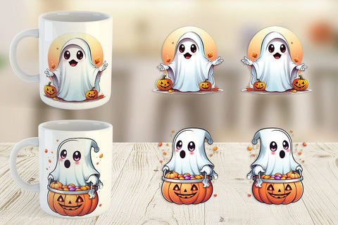 Mug Wrap Cute Ghost Sticker Sublimation artnoy 