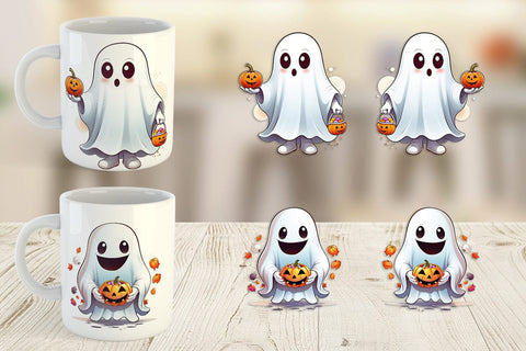 Mug Wrap Cute Ghost Sticker Sublimation artnoy 