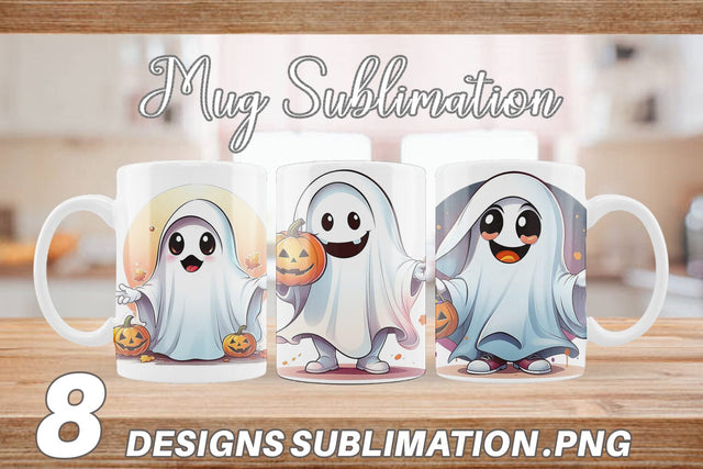 Mug Wrap Cute Ghost Sticker Sublimation artnoy 
