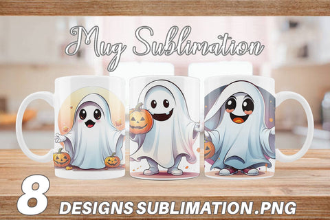 Mug Wrap Cute Ghost Sticker Sublimation artnoy 