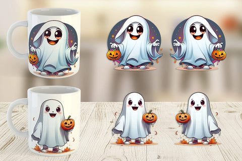 Mug Wrap Cute Ghost Sticker Sublimation artnoy 