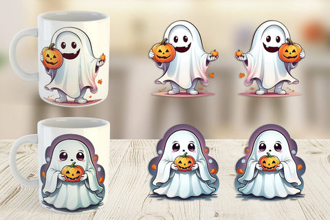 Mug Wrap Cute Ghost Sticker Sublimation artnoy 