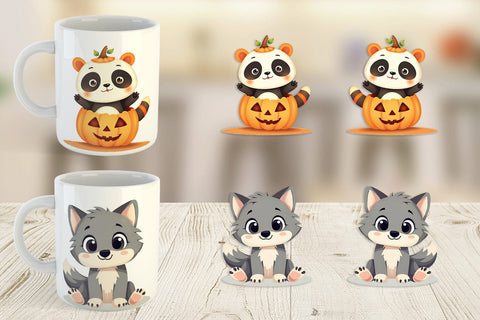 Mug Wrap Cute Halloween Animals Sublimation artnoy 