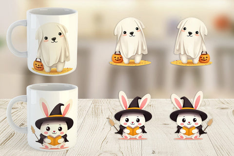 Mug Wrap Cute Halloween Animals Sublimation artnoy 