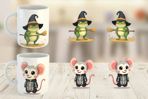 Mug Wrap Cute Halloween Animals Sublimation artnoy 