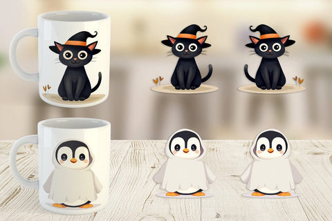Mug Wrap Cute Halloween Animals Sublimation artnoy 