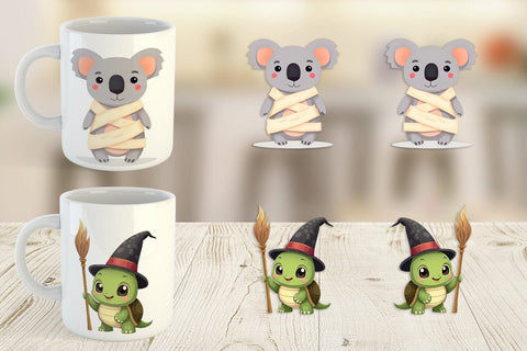 Mug Wrap Cute Halloween Animals Sublimation artnoy 