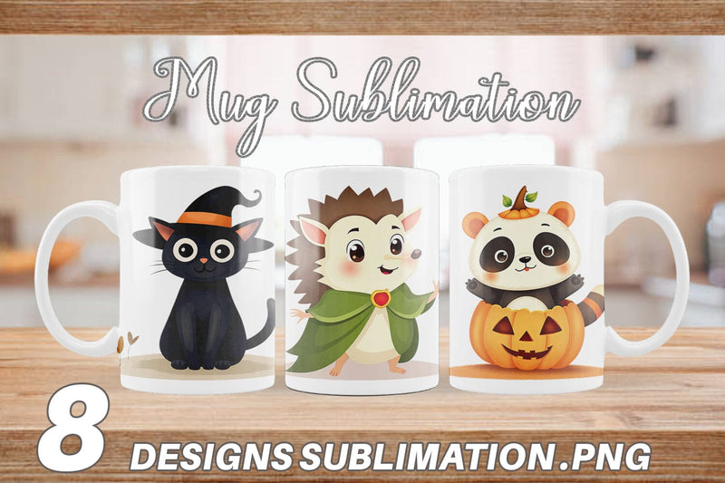 Mug Wrap Cute Halloween Animals Sublimation artnoy 
