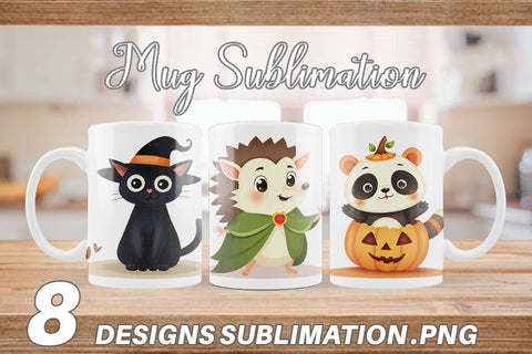 Mug Wrap Cute Halloween Animals Sublimation artnoy 