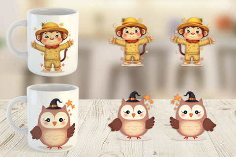 Mug Wrap Cute Halloween Animals Sublimation artnoy 