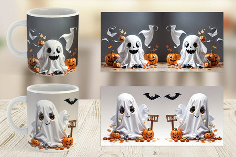Mug Wrap Cute Halloween Ghost Sublimation artnoy 