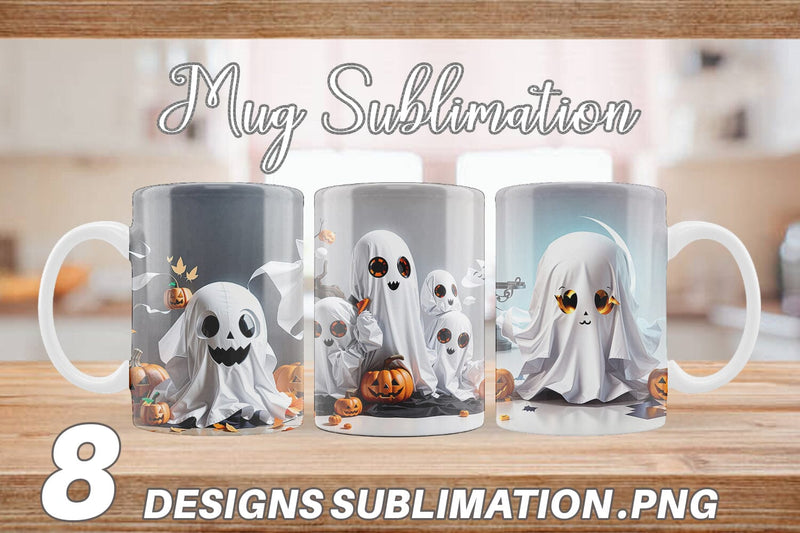 Mug Wrap Cute Halloween Ghost Sublimation artnoy 