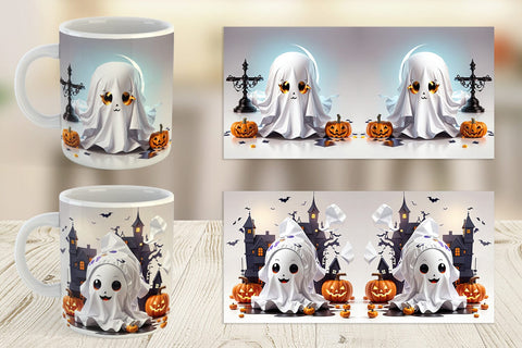 Mug Wrap Cute Halloween Ghost Sublimation artnoy 