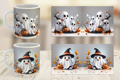 Mug Wrap Cute Halloween Ghost Sublimation artnoy 