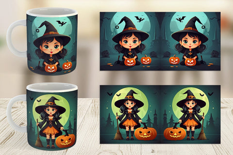 Mug Wrap Cute Halloween Witch Sublimation artnoy 