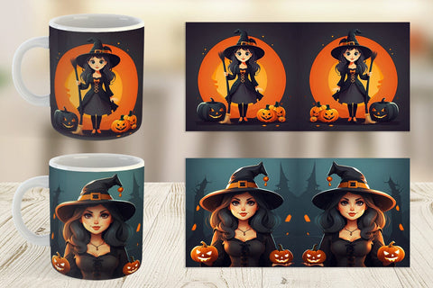 Mug Wrap Cute Halloween Witch Sublimation artnoy 