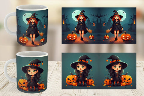 Mug Wrap Cute Halloween Witch Sublimation artnoy 