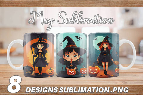 Mug Wrap Cute Halloween Witch Sublimation artnoy 