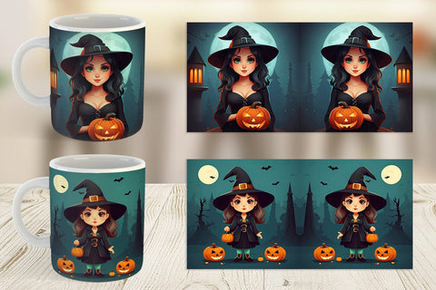 Mug Wrap Cute Halloween Witch Sublimation artnoy 
