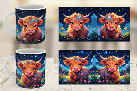 Mug Wrap Cute Highland Cow Sublimation artnoy 