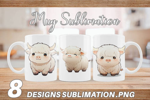 Mug Wrap Cute Highland Cow Sublimation artnoy 