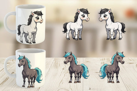 Mug Wrap Cute Horse Sublimation artnoy 