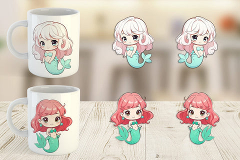 Mug Wrap Cute Little Mermaid Sublimation artnoy 