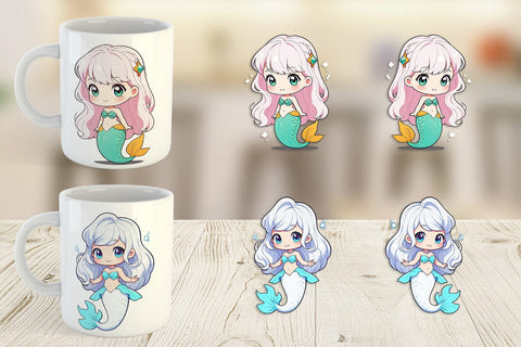 Mug Wrap Cute Little Mermaid Sublimation artnoy 